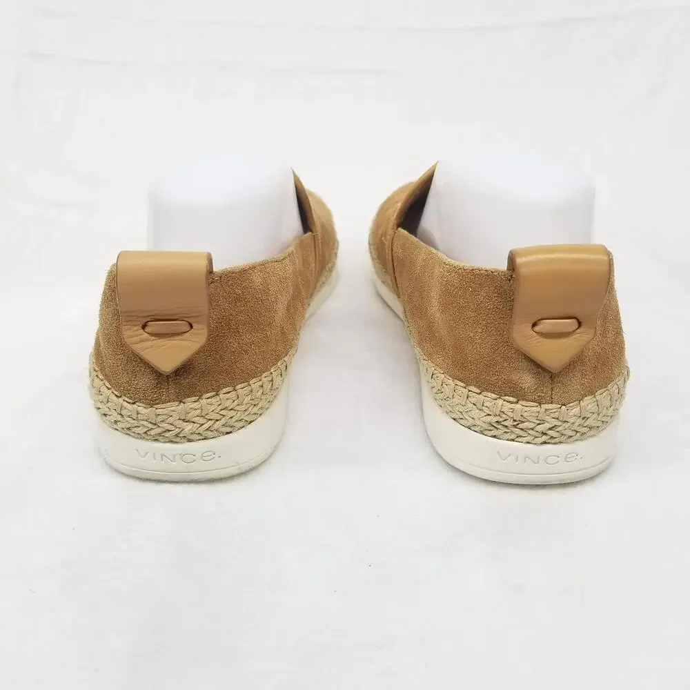 Vince Suede‎ Leather Espadrille Slip-On Loafers Womens 8.5 M Camel Brown